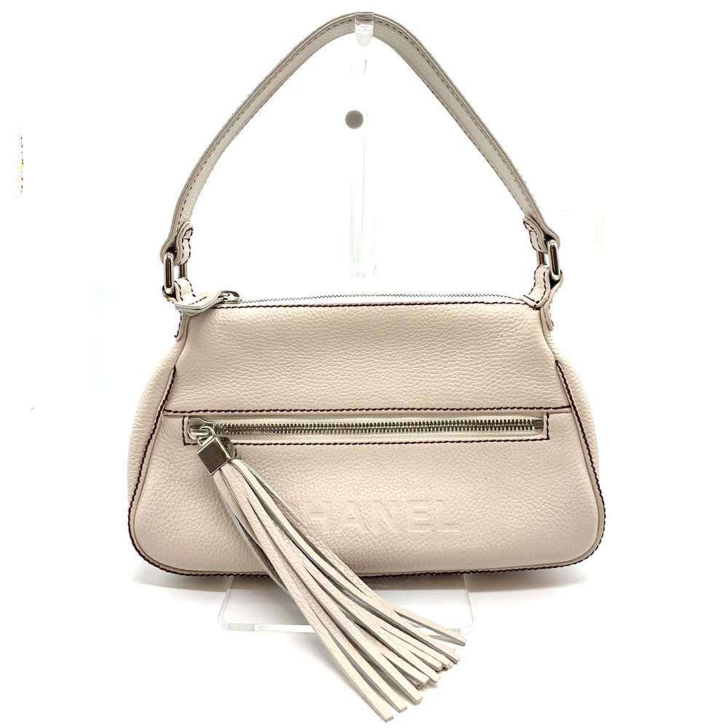 Chanel White Leather Shoulder Bag ()