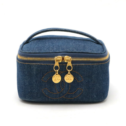 Chanel Blue Denim Handbag Vanity Bag ()