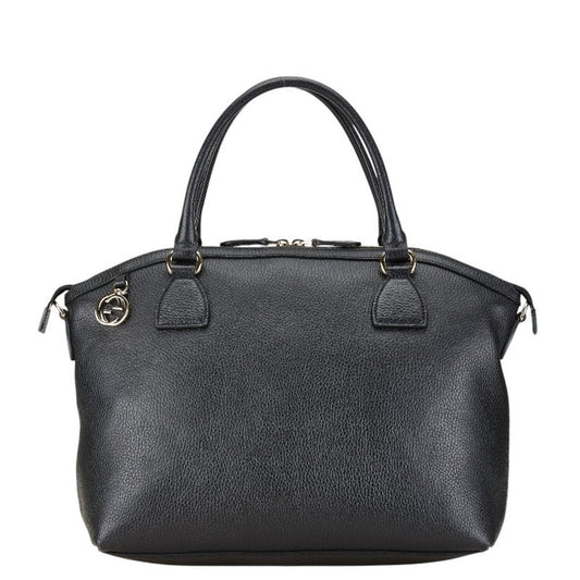 Gucci Black Leather Handbag Tote Bag ()