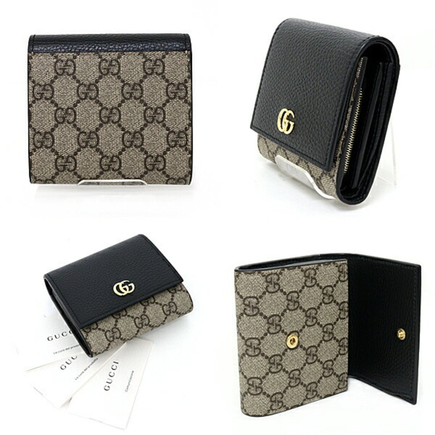 Gucci Beige Black Gg Supreme Canvas Leather Coin Purse/Coin Case ()