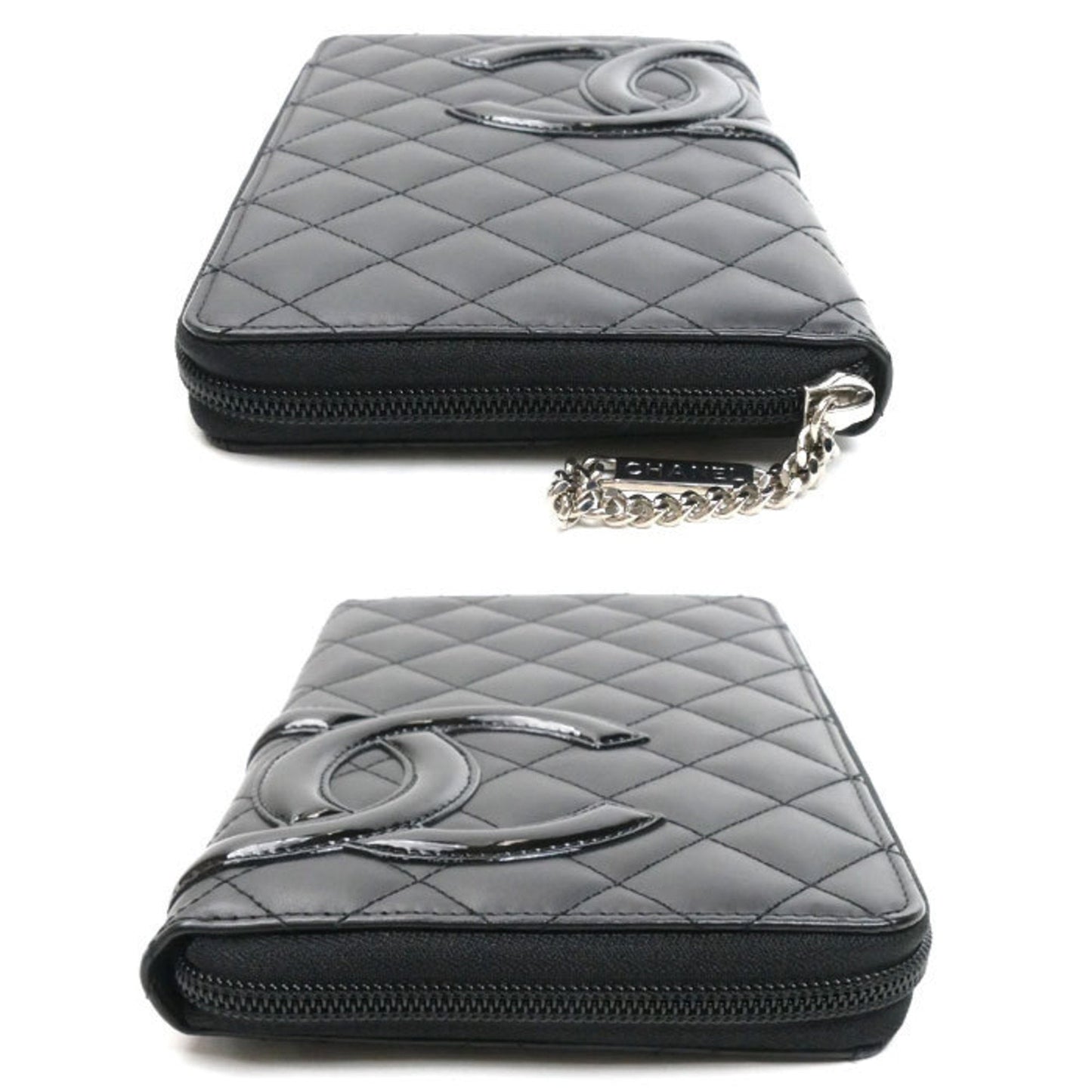Chanel Cambon Black Pink Leather Long Wallet (Bi-Fold) ()