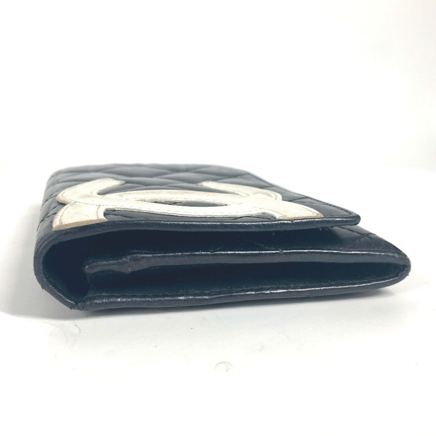 Chanel Black White Leather Bill Wallet (Bi-Fold) ()