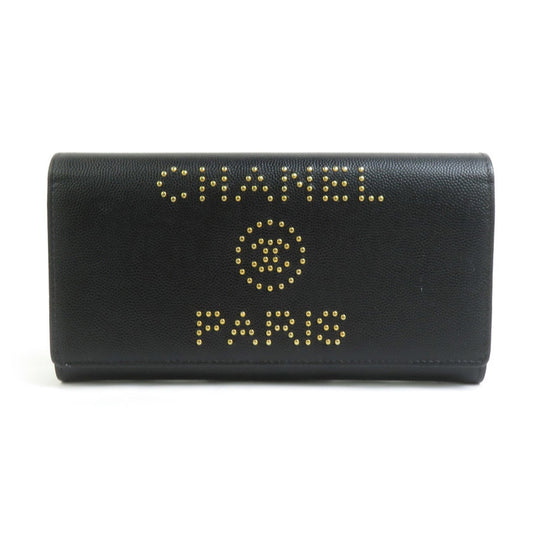 Chanel Black Grained Calfskin Long Wallet (Bi-Fold) ()