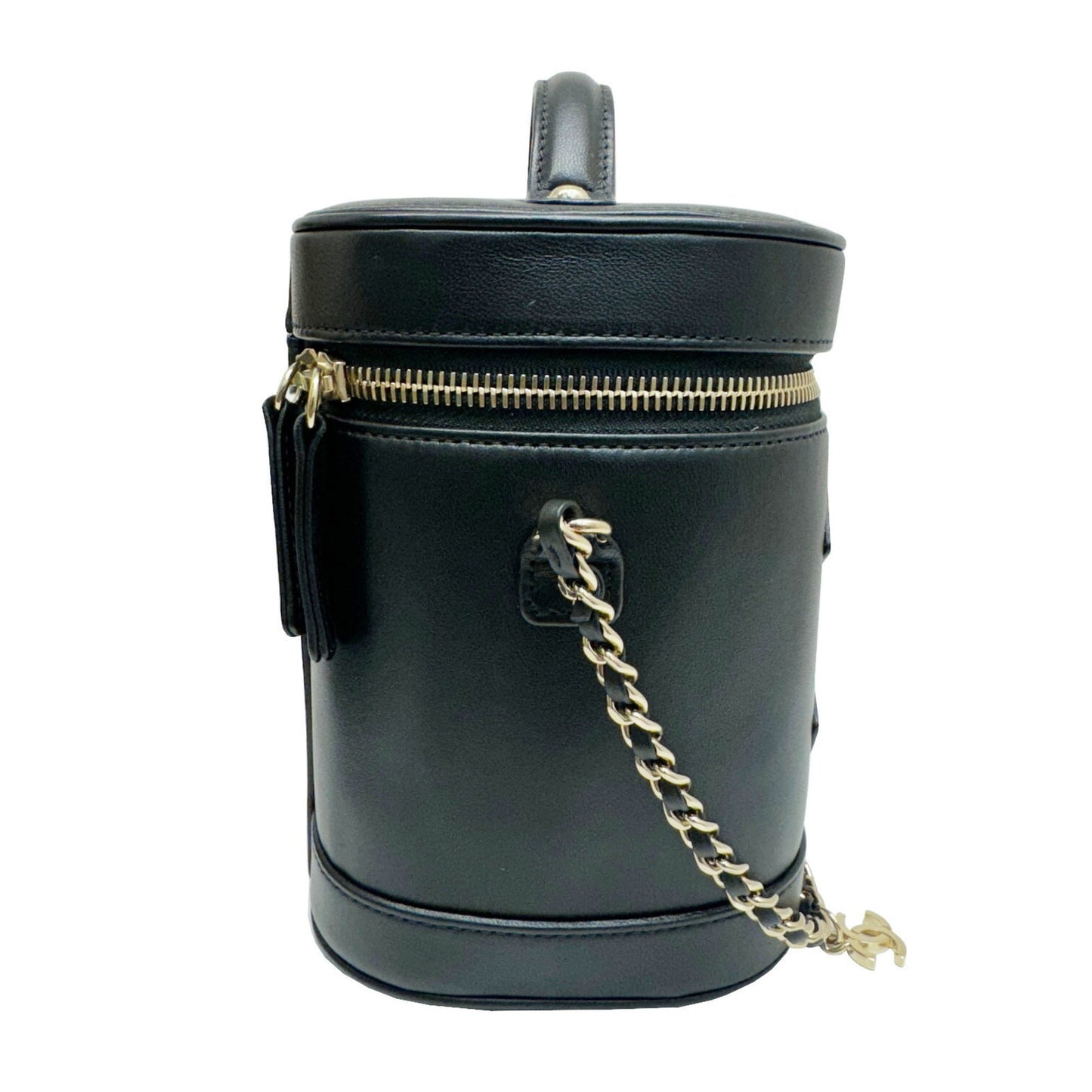 Chanel Black Leather Handbag Shoulder Bag Vanity Bag ()