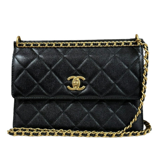 Chanel Black Caviar Leather Shoulder Bag ()