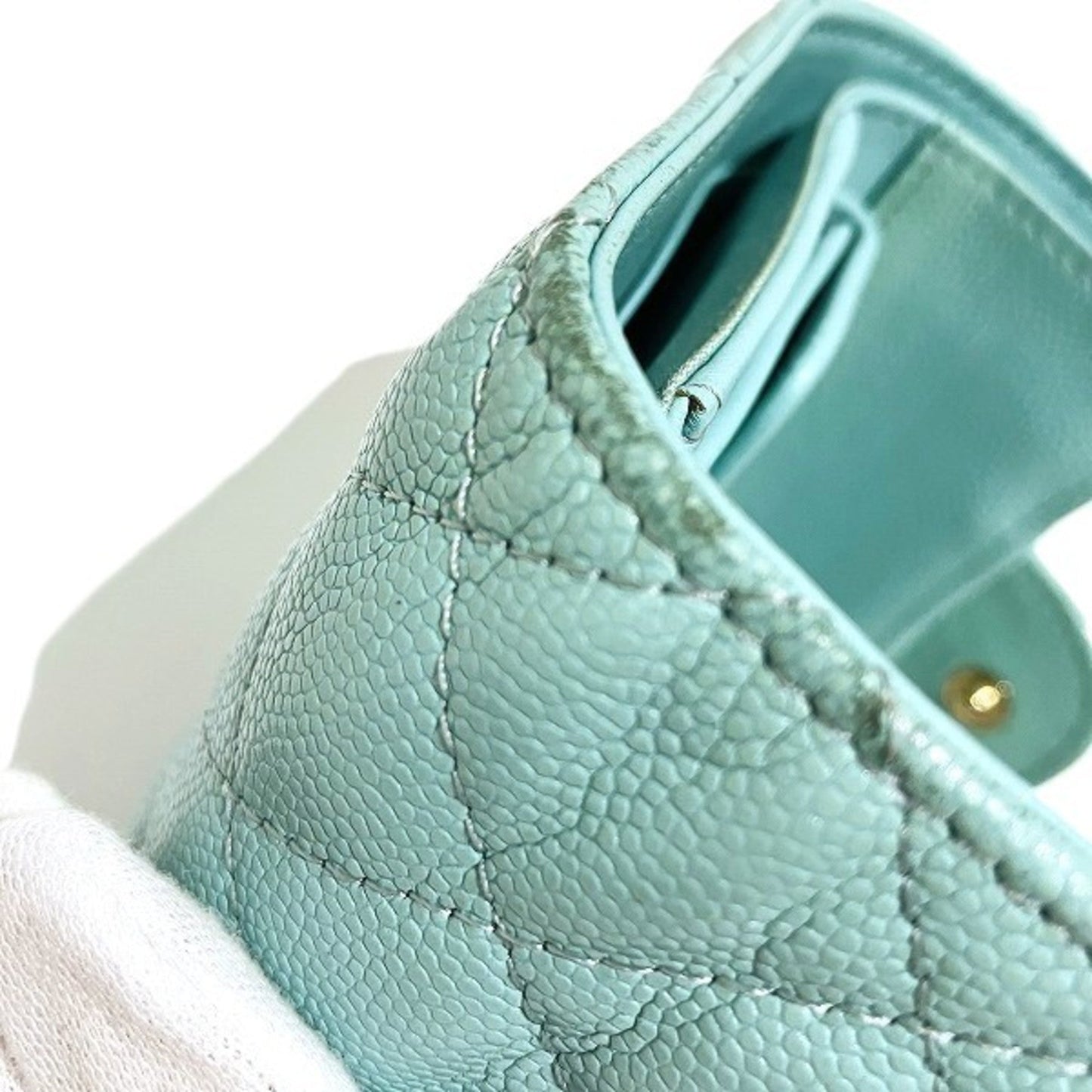 Chanel Light Blue Grained Calfskin Wallet (Tri-Fold) ()