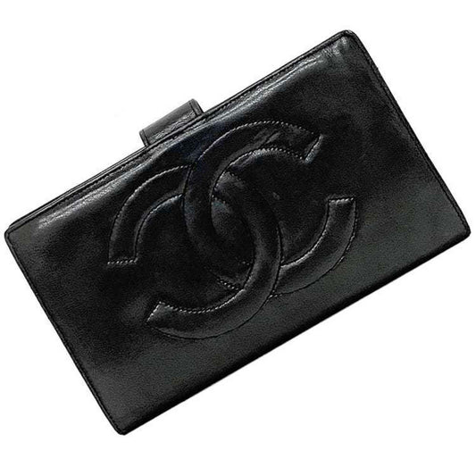 Chanel Black Leather Long Wallet (Bi-Fold) ()