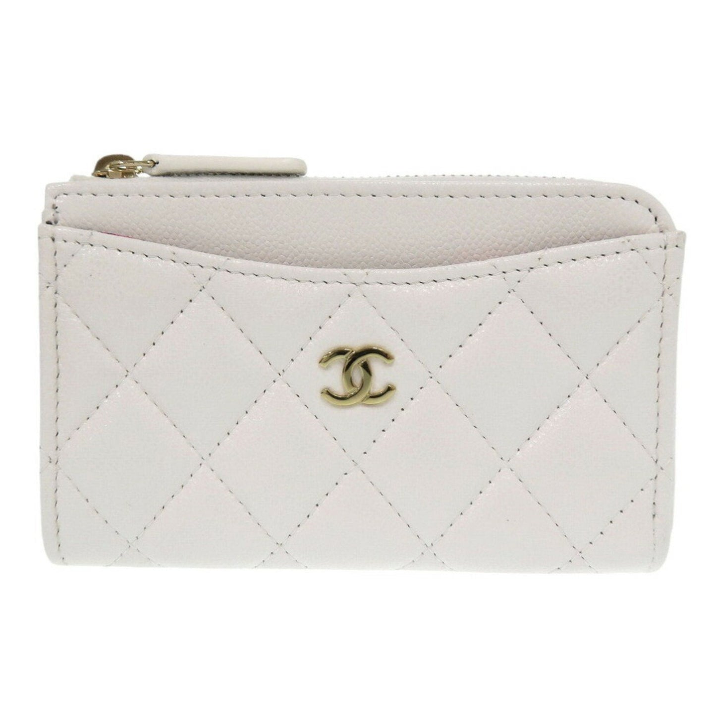Chanel White Grained Calfskin Coin Purse/Coin Case ()
