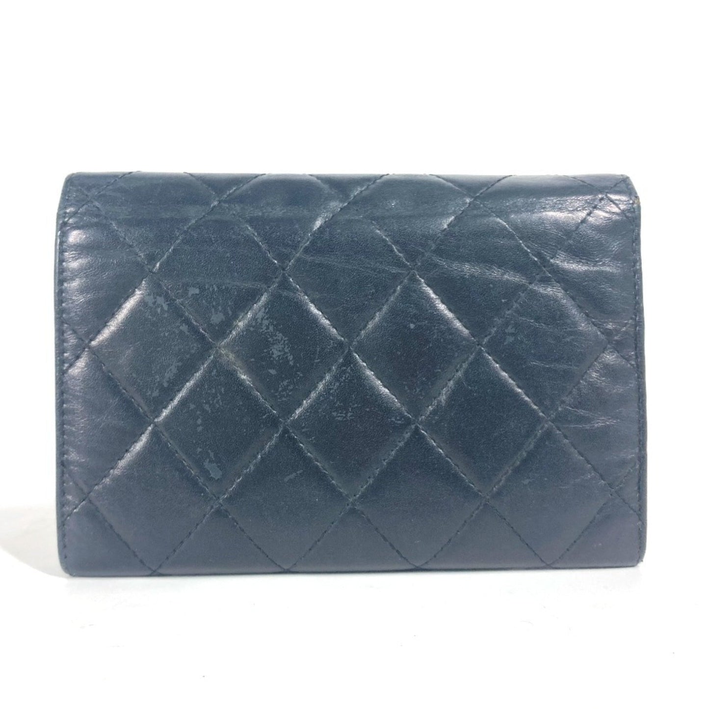 Chanel Black White Leather Bill Wallet (Bi-Fold) ()