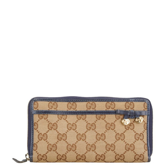 Gucci Beige Navy Canvas Leather Coin Purse/Coin Case ()
