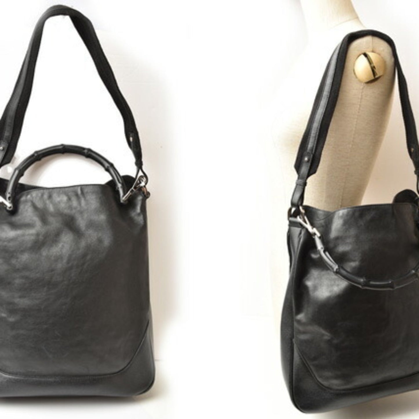 Gucci Black Leather Handbag Shoulder Bag ()