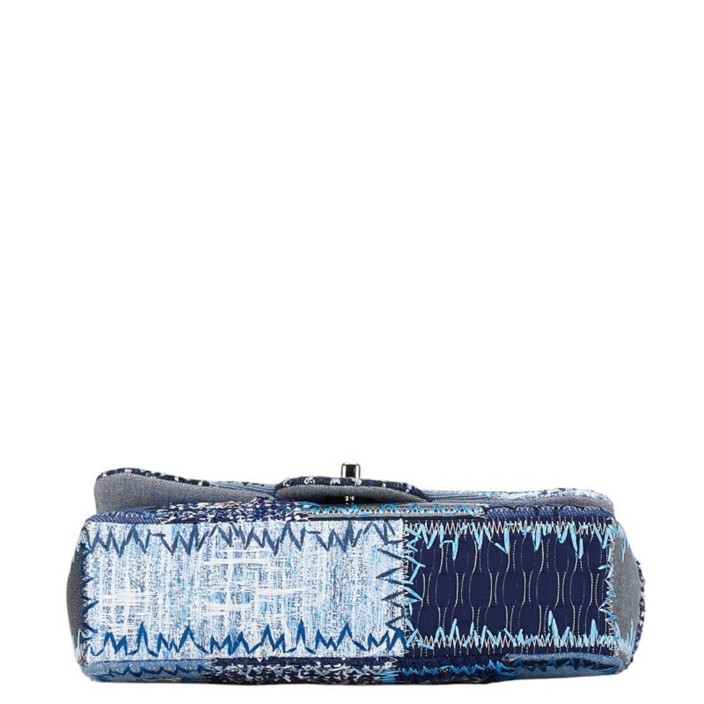 Chanel Blue Multi-Color Silver Denim Caviar Leather Handbag Shoulder Bag ()