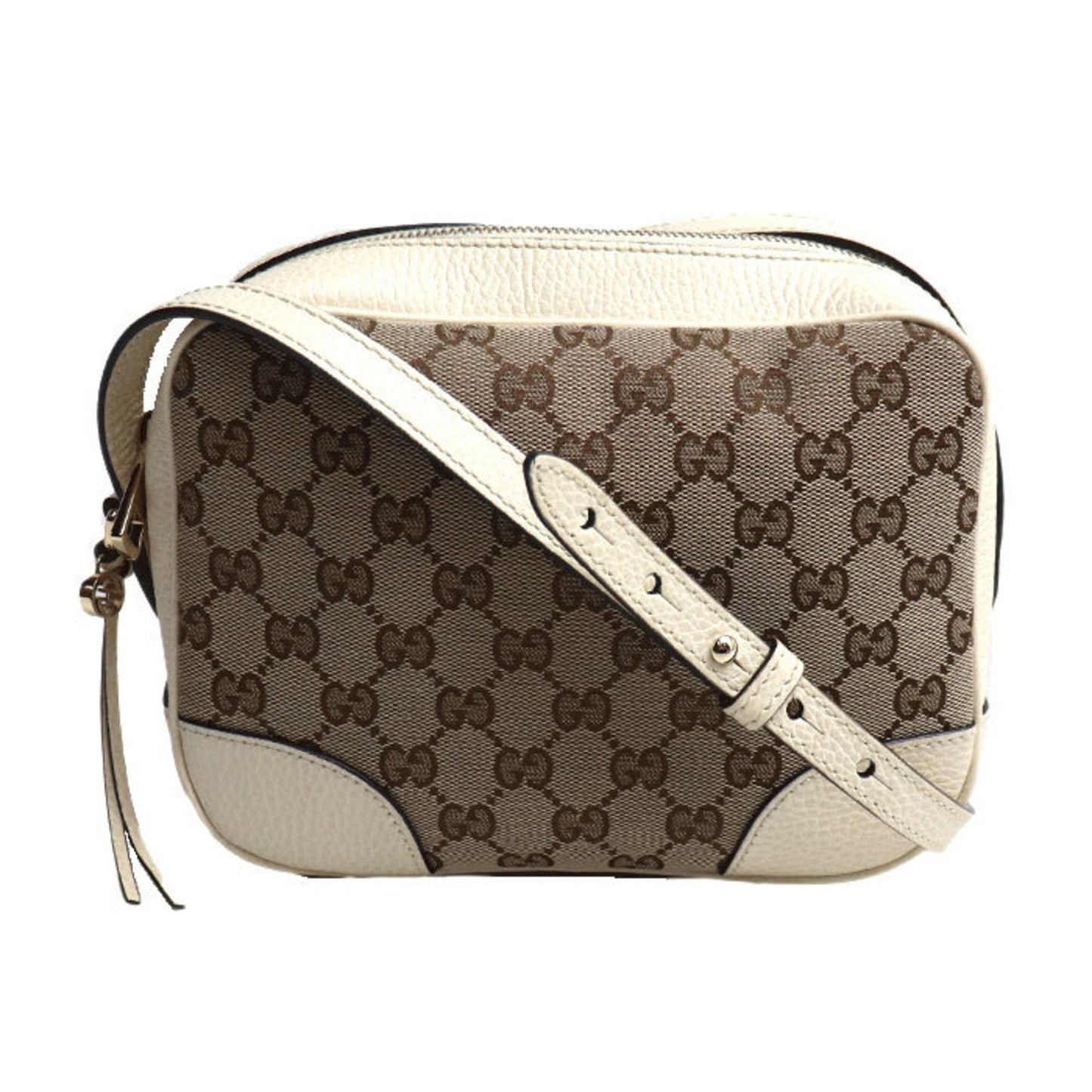 Gucci Beige White Gg Canvas Leather Shoulder Bag ()