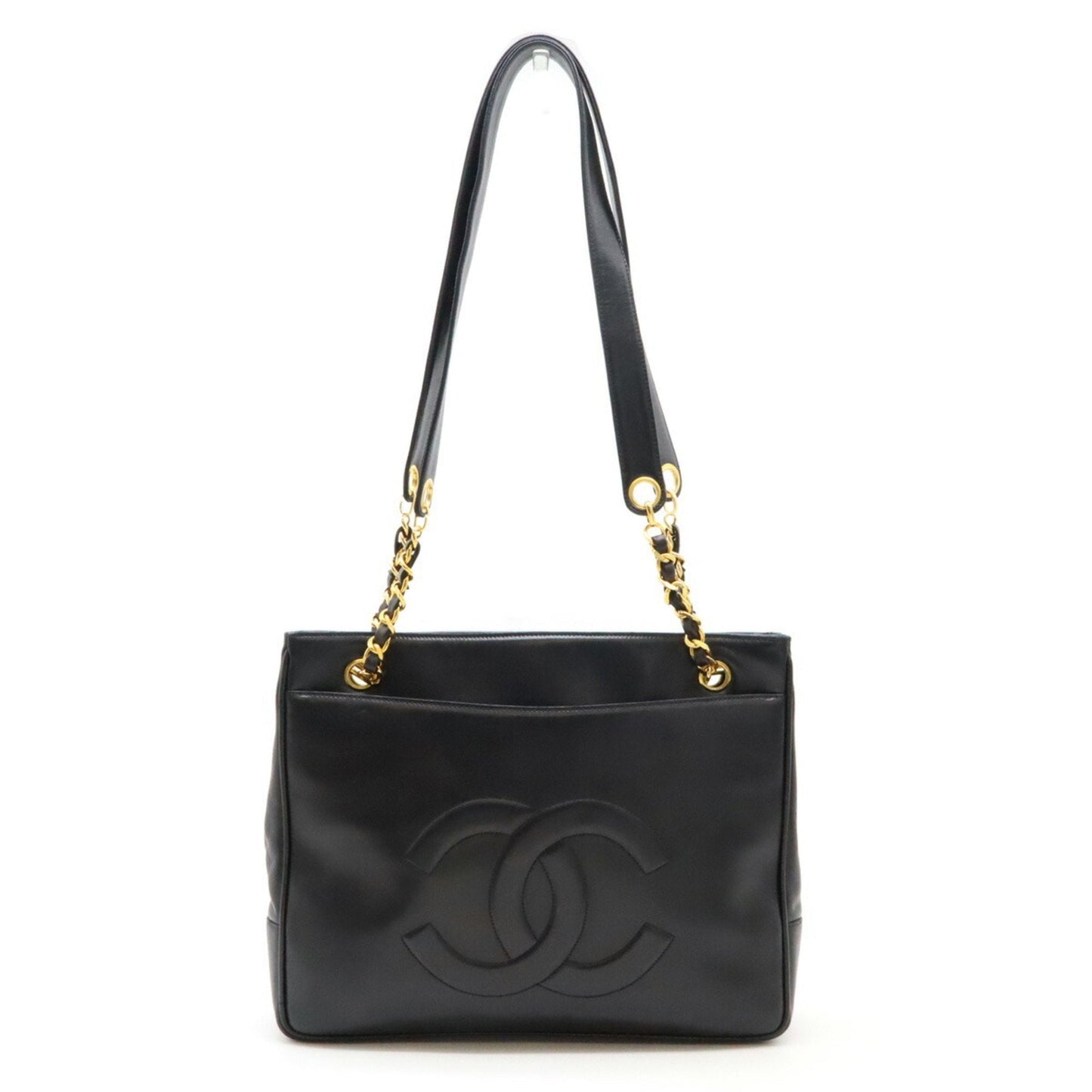 Chanel Black Leather Shoulder Bag Tote Bag ()