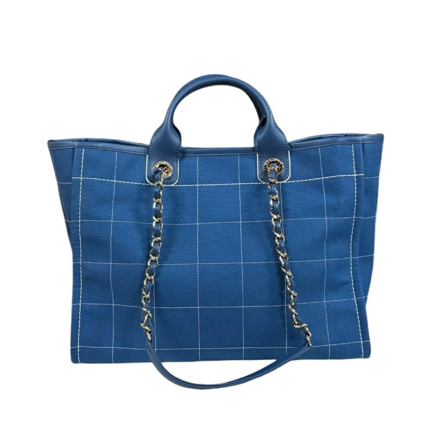 Chanel Blue Canvas Leather Shoulder Bag ()