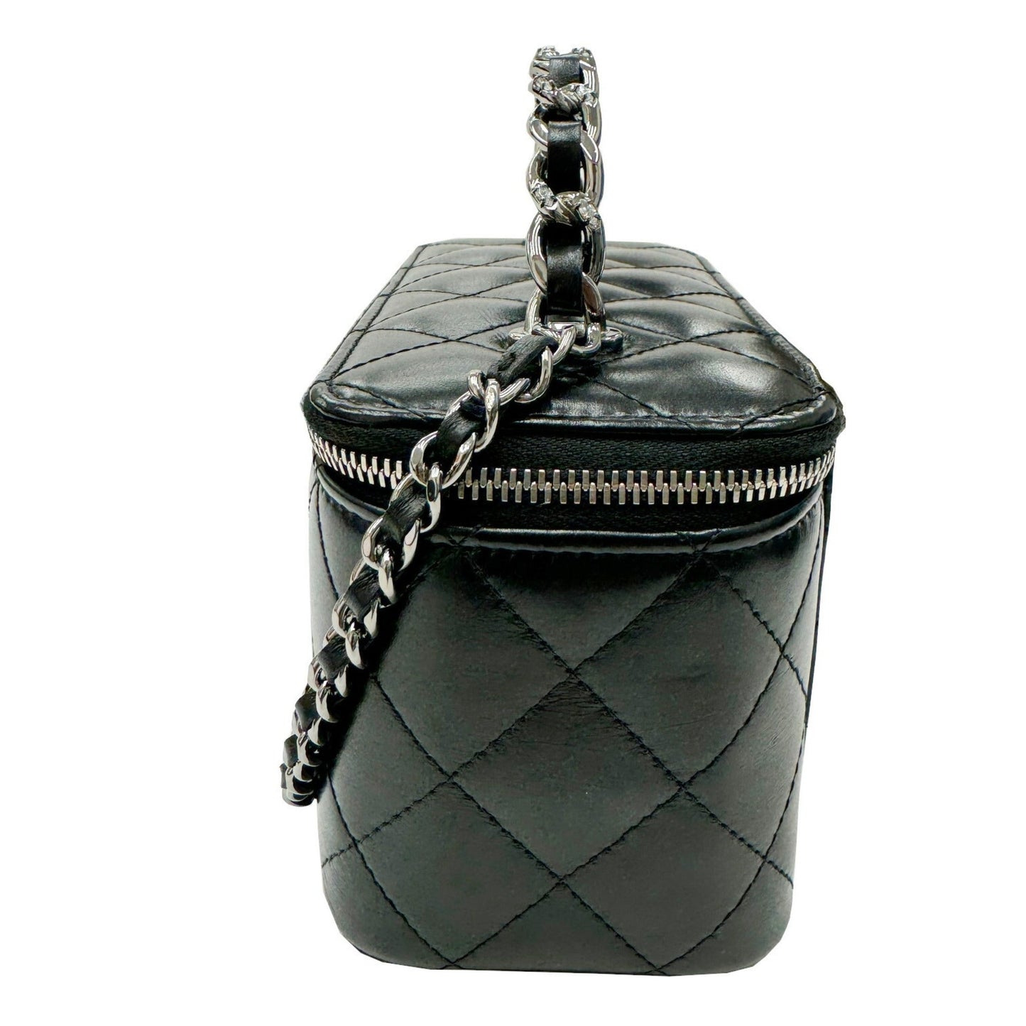 Chanel Black Leather Shoulder Bag Vanity Bag ()