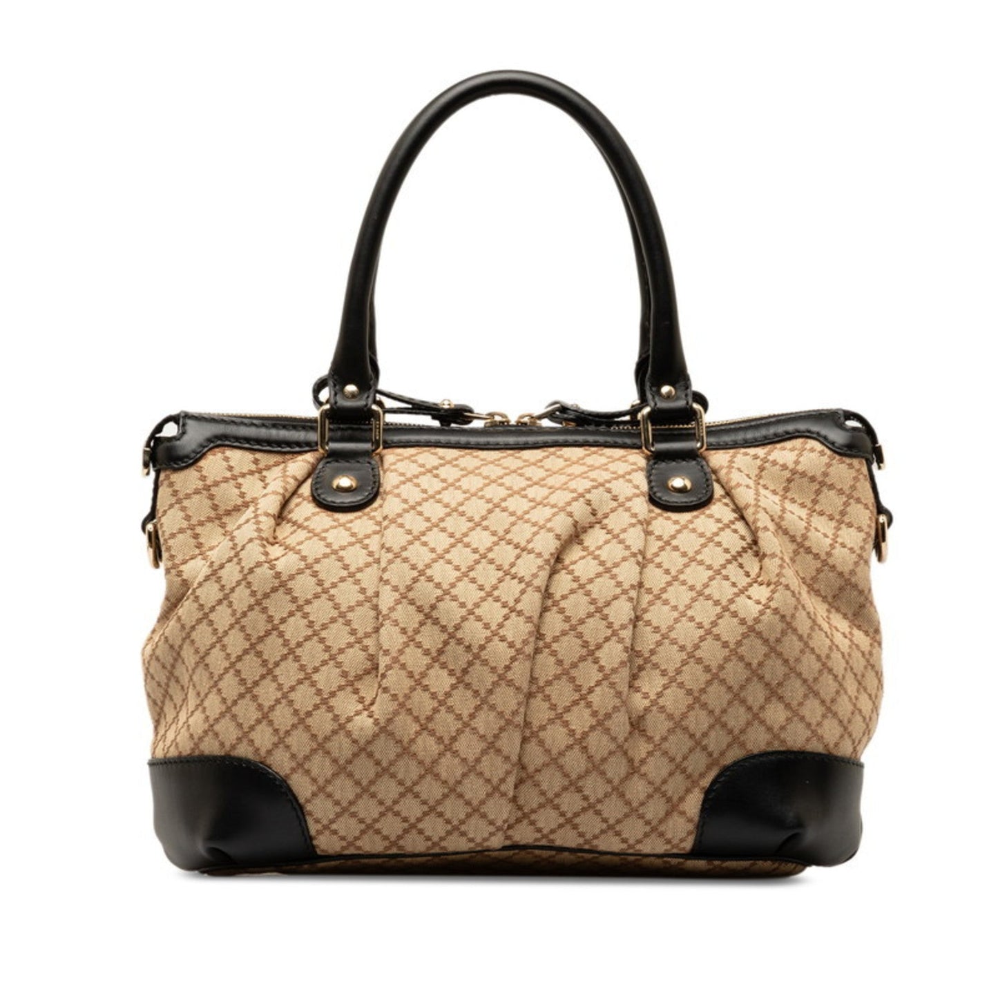 Gucci Diamante Beige Black Canvas Handbag Shoulder Bag ()