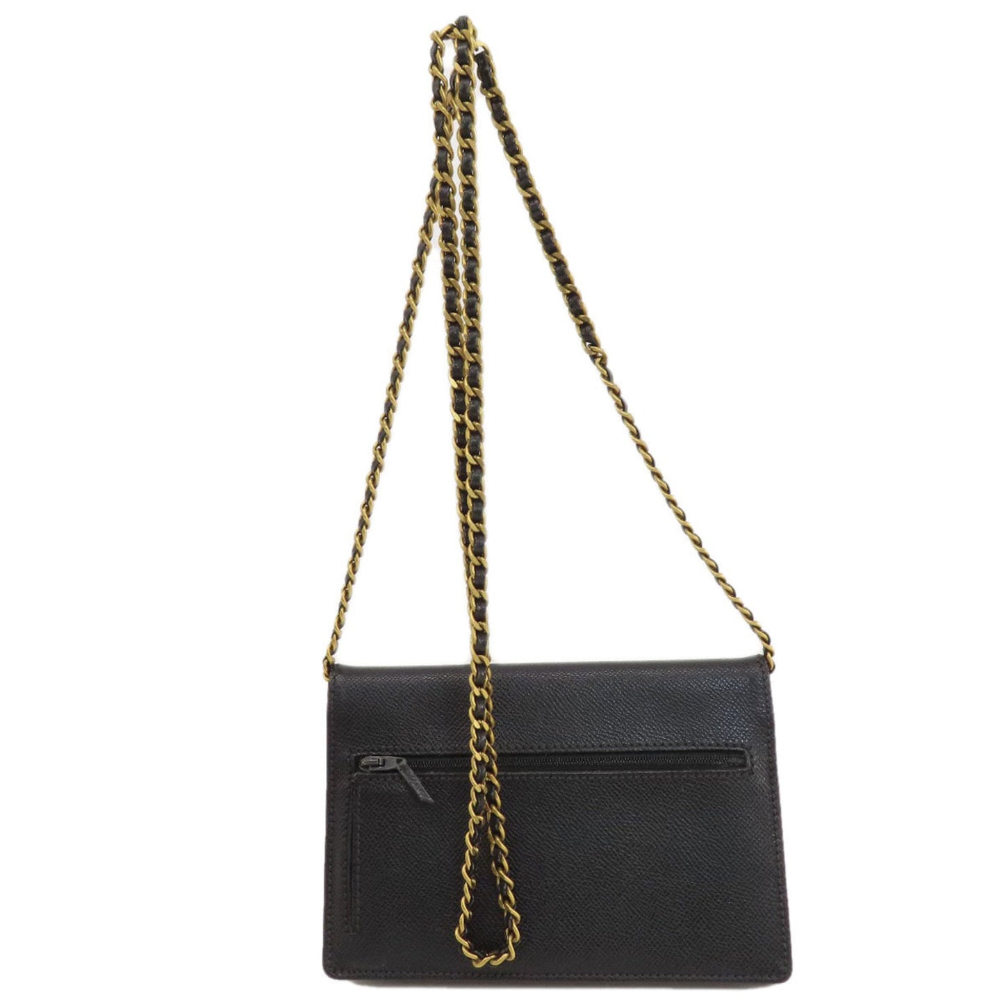 Chanel Black Grained Calfskin Chain/Shoulder Wallet ()