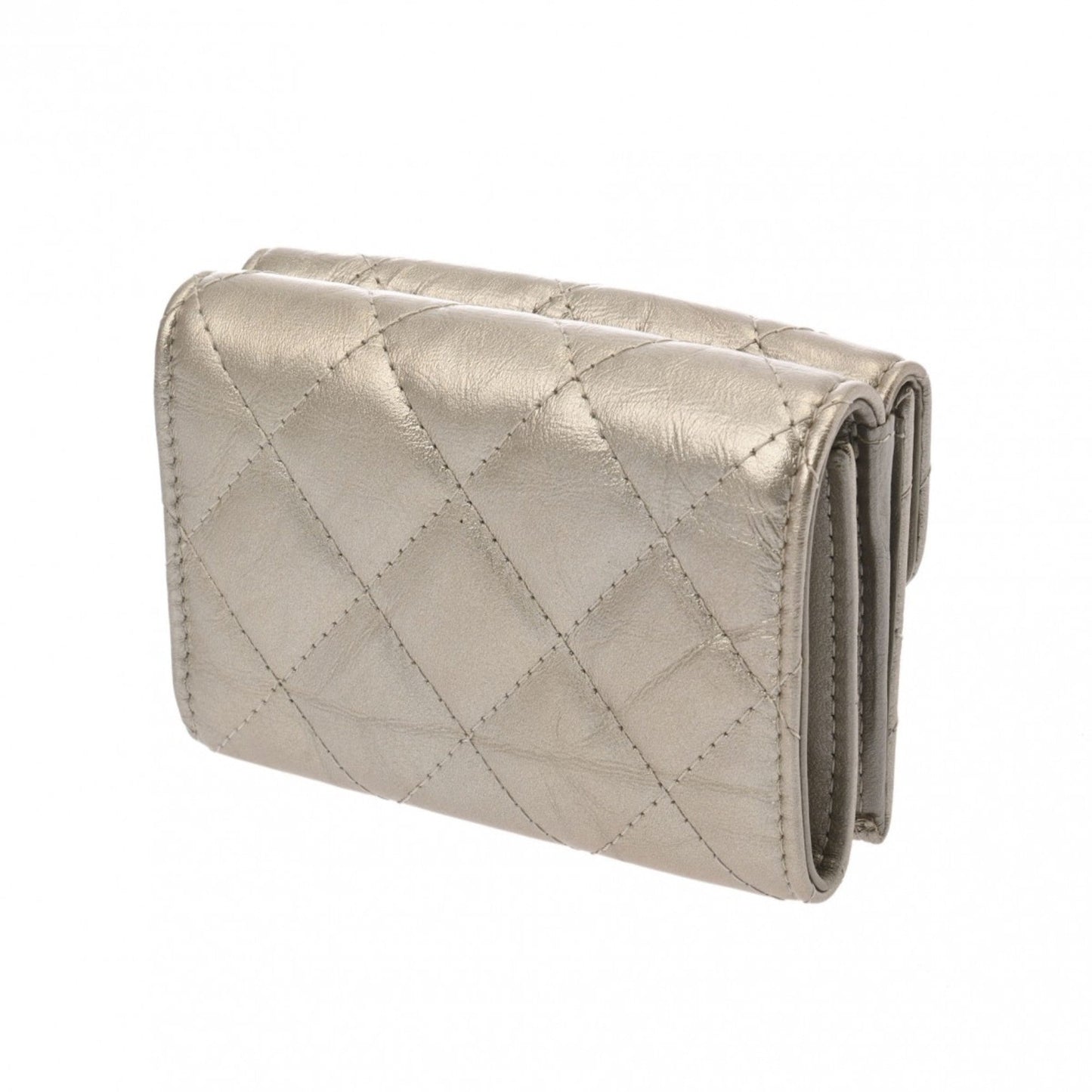 Chanel Silver Leather Wallet (Tri-Fold) ()