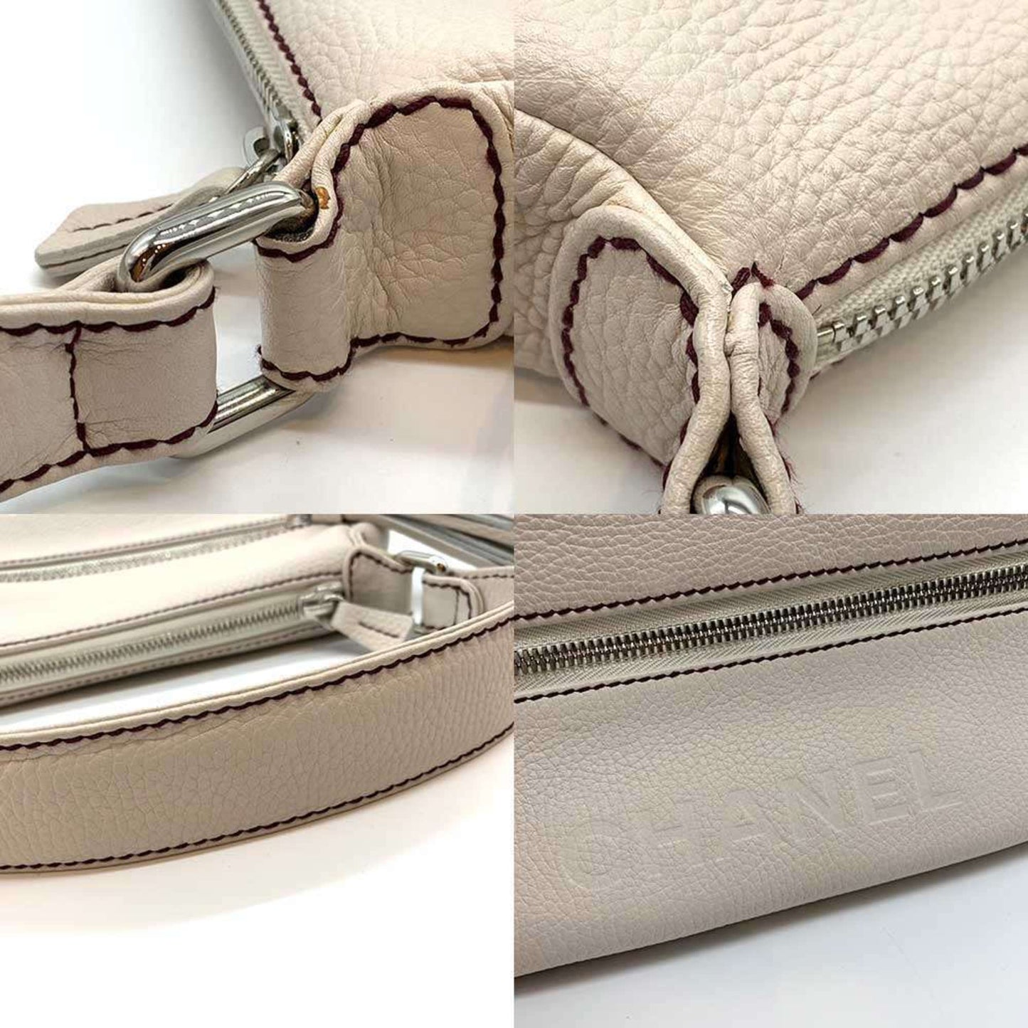 Chanel White Leather Shoulder Bag ()