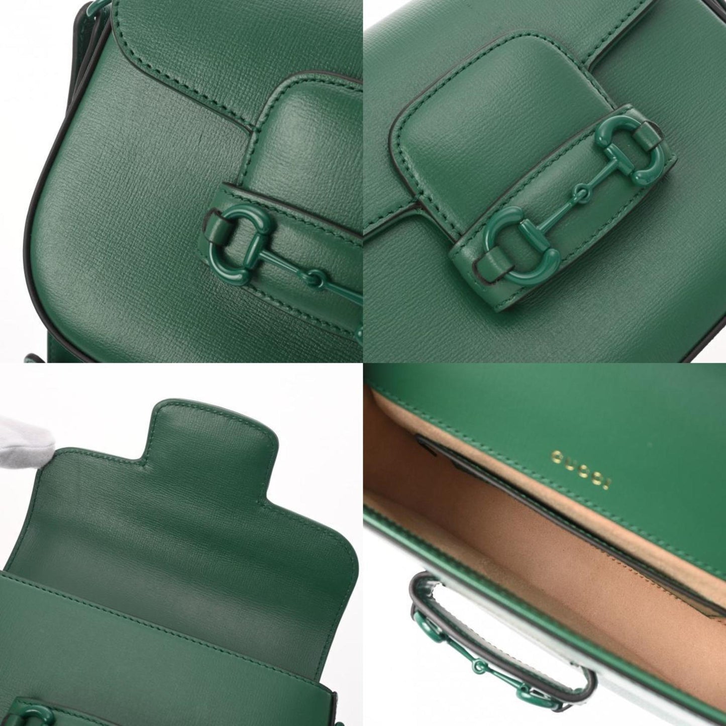 Gucci Horsebit Green Leather Shoulder Bag ()