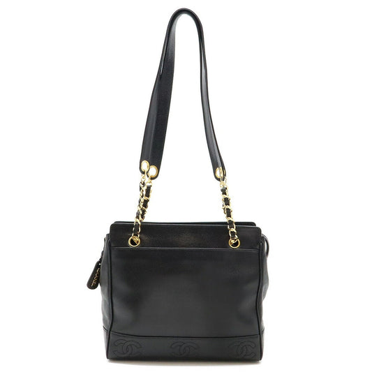 Chanel Black Grained Calfskin Shoulder Bag Tote Bag ()