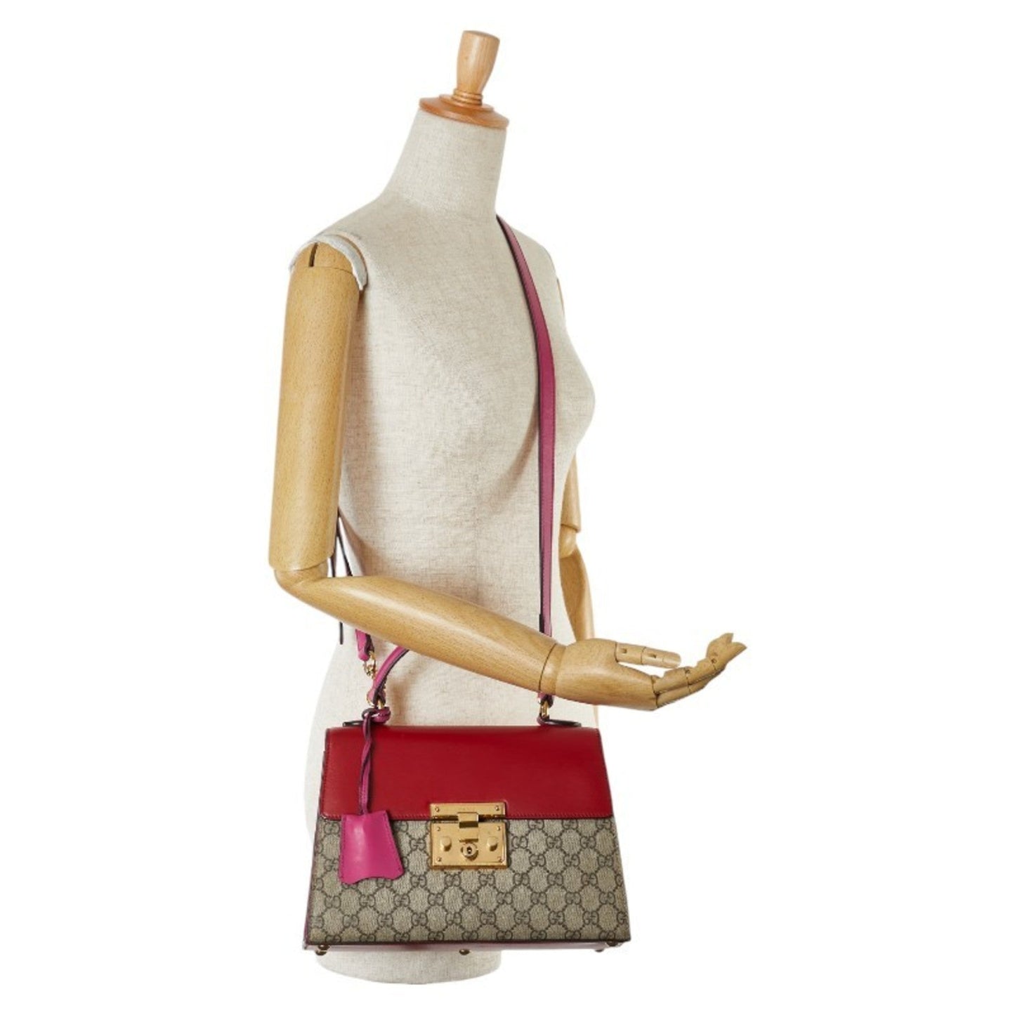 Gucci Beige Pink Red Color Pvc Leather Handbag Shoulder Bag ()
