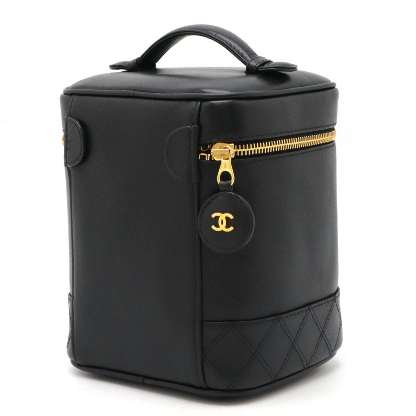Chanel Black Leather Handbag Vanity Bag ()
