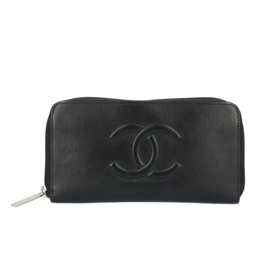Chanel Black Leather Long Wallet (Bi-Fold) ()