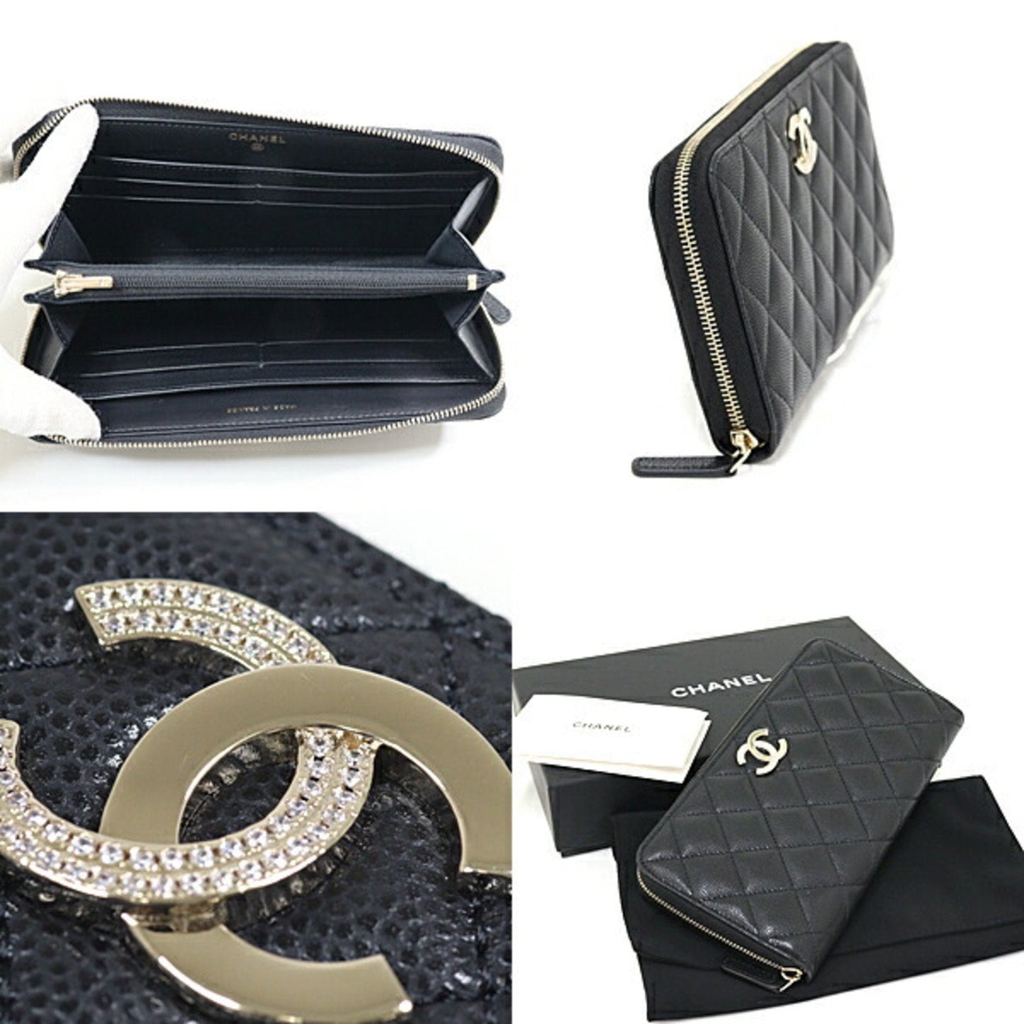 Chanel Black Grained Calfskin Long Wallet (Bi-Fold) ()