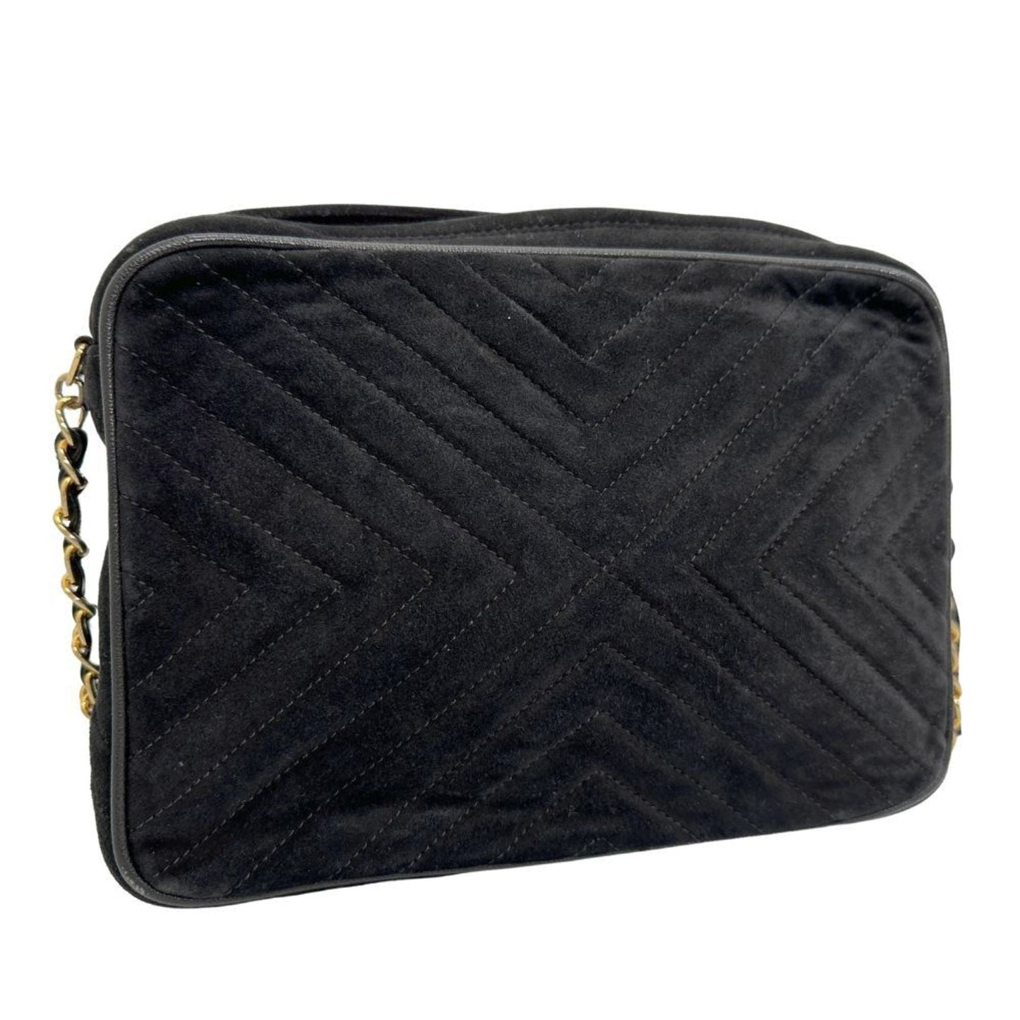 Chanel Black Suede Shoulder Bag ()