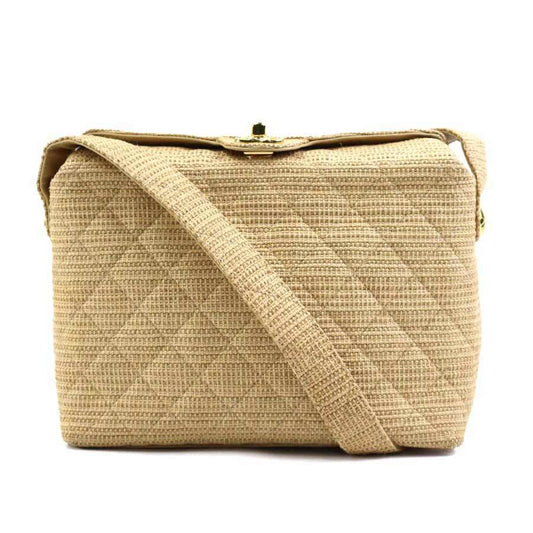Chanel Beige Raffia Shoulder Bag ()