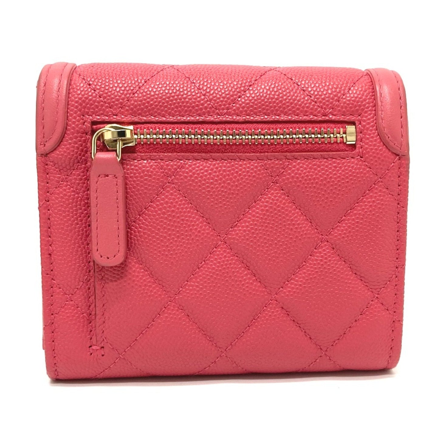 Chanel Pink Leather Wallet (Tri-Fold) ()