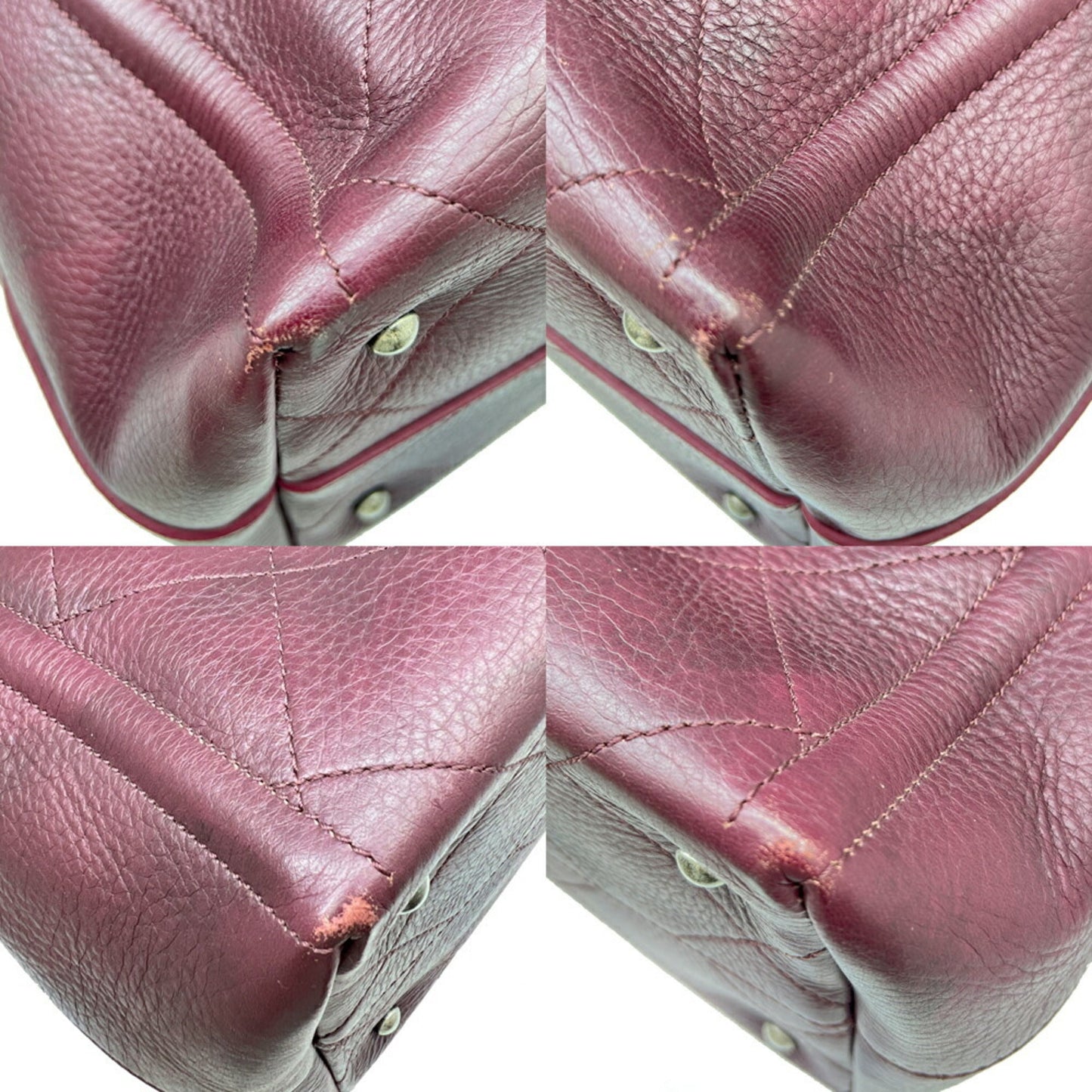 Chanel Wine Leather Handbag Shoulder Bag Tote Bag ()