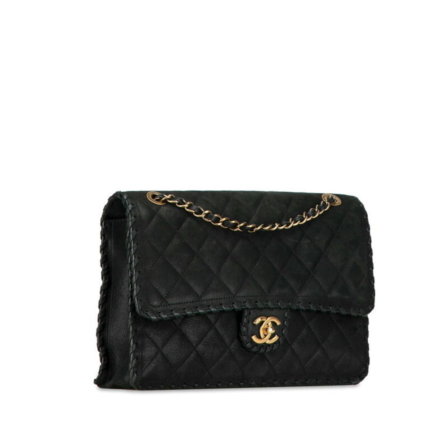Chanel Black Suede Leather Pochette Pouch Shoulder Bag ()