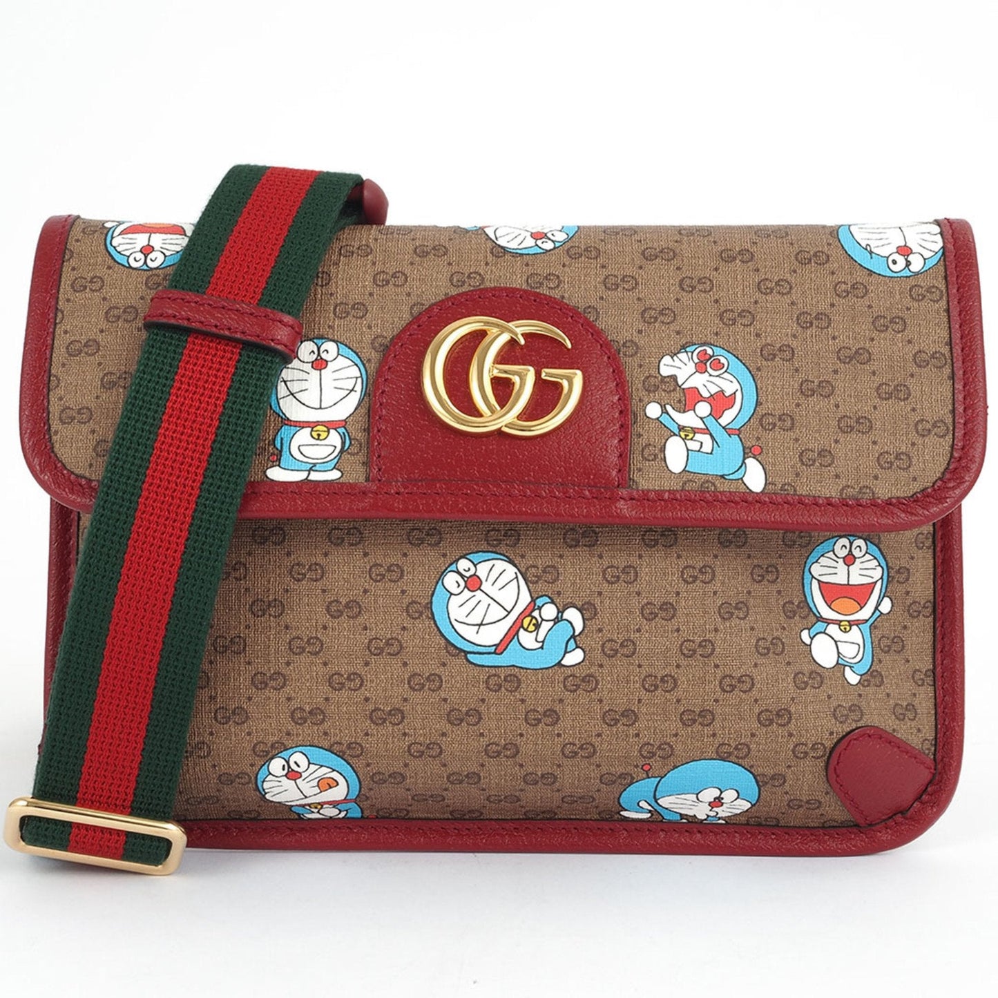 Gucci Beige Bordeaux Pvc Leather Sling Bag ()