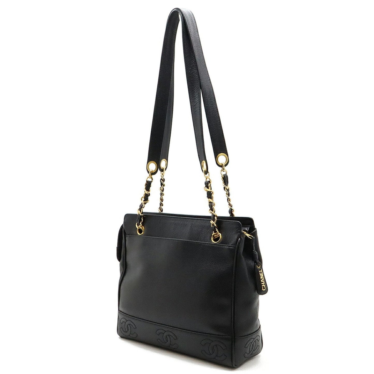 Chanel Black Grained Calfskin Shoulder Bag Tote Bag ()