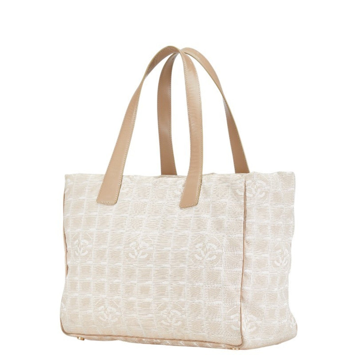 Chanel Beige Canvas Leather Handbag Tote Bag ()