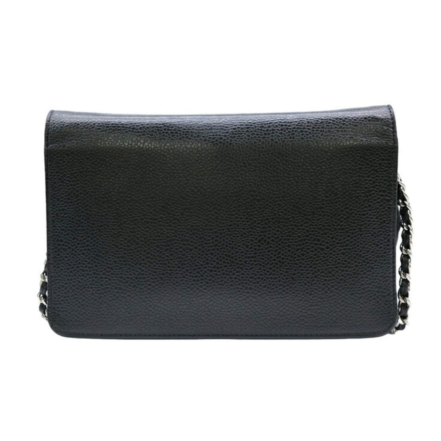 Chanel Black Grained Calfskin Chain/Shoulder Wallet ()