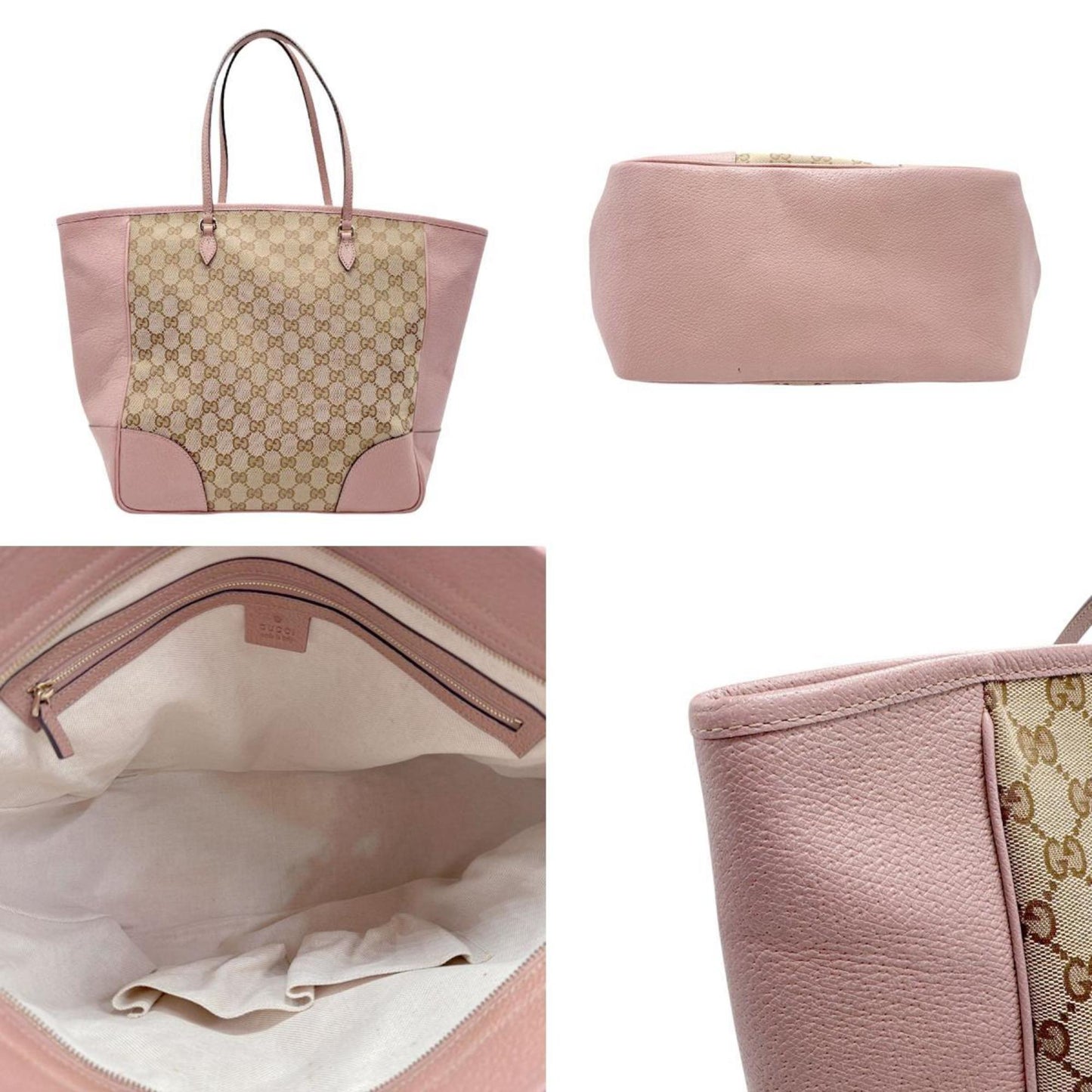 Gucci Brown Pink Gg Canvas Leather Handbag ()