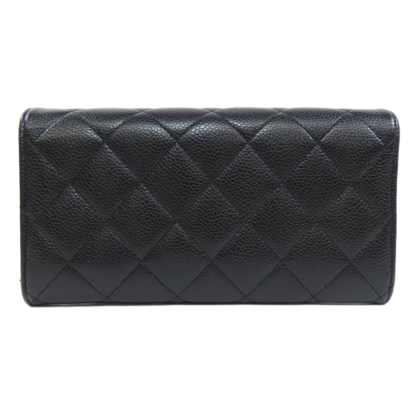 Chanel Black Grained Calfskin Long Wallet (Bi-Fold) ()