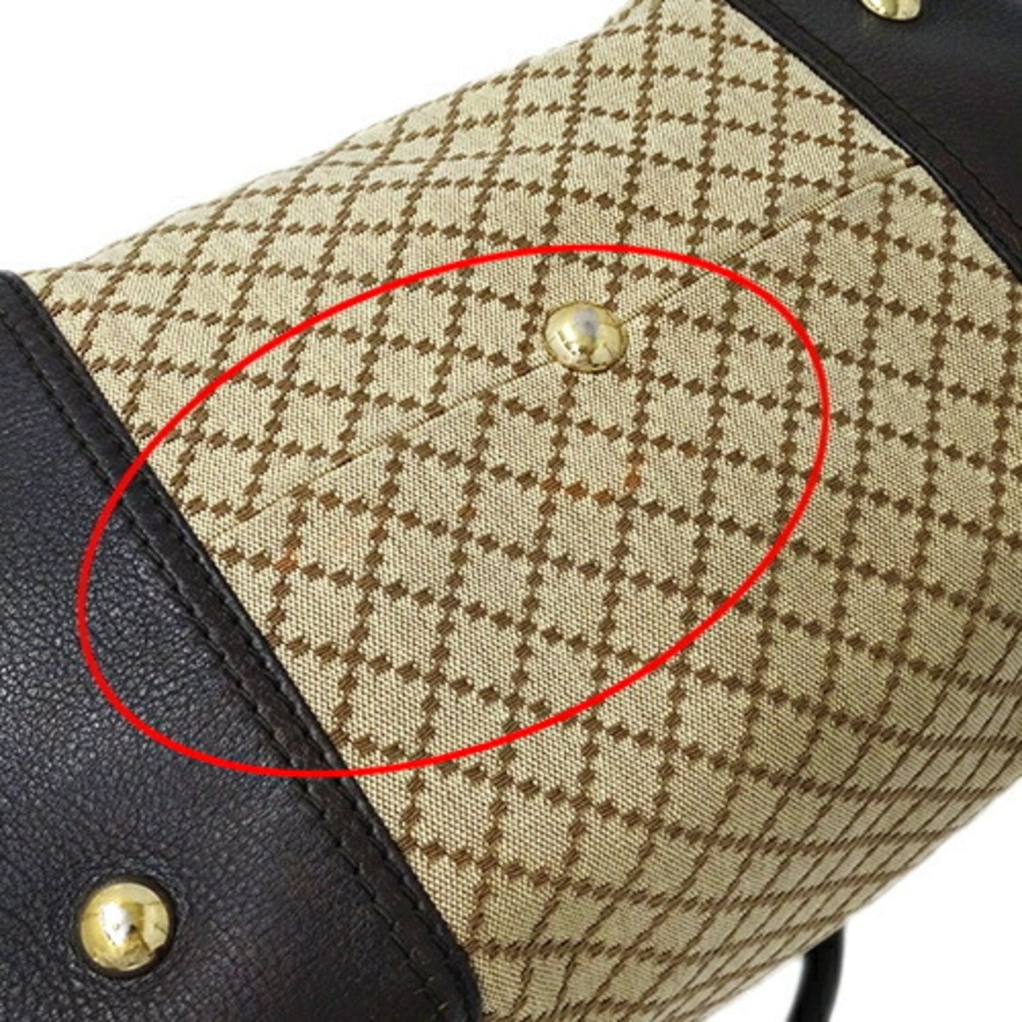 Gucci Diamante Beige Brown Canvas Handbag Tote Bag ()