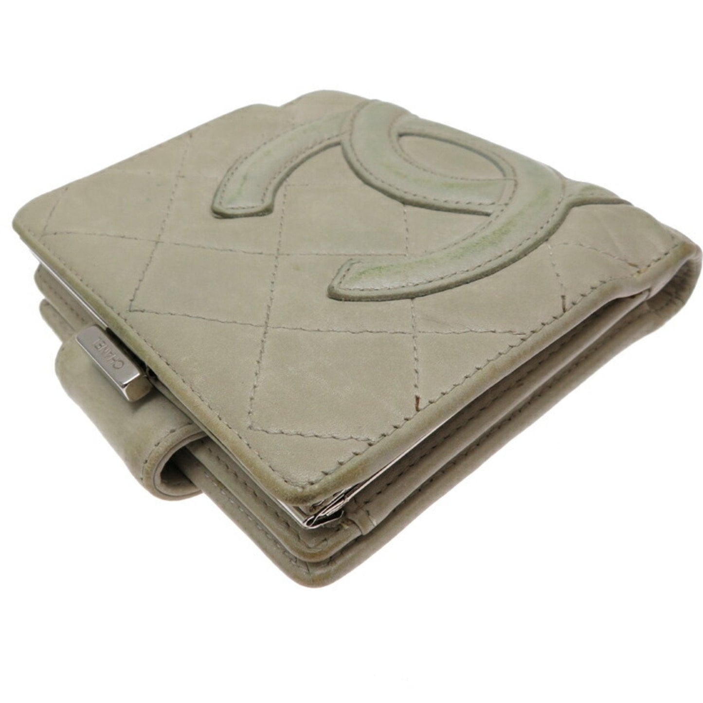 Chanel Gray Leather Wallet (Bi-Fold) ()
