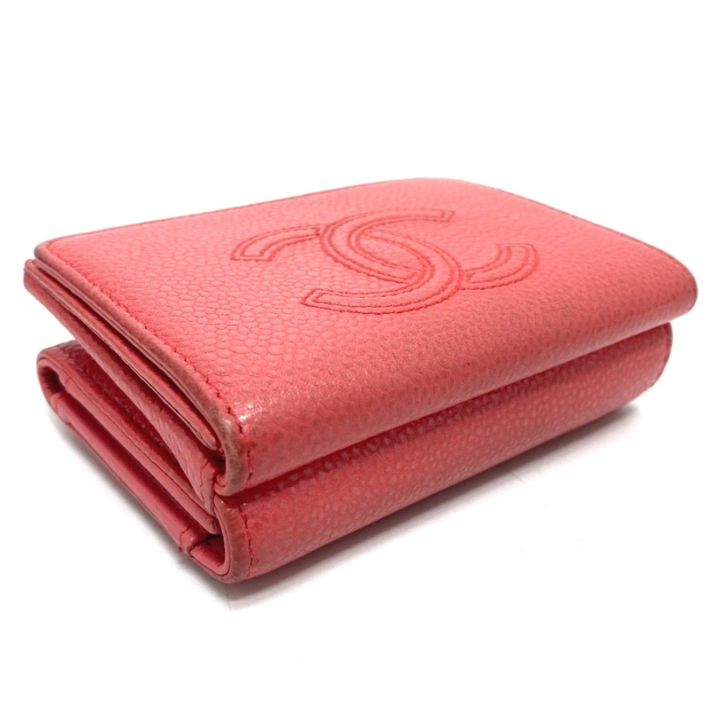 Chanel Pink Leather Wallet (Tri-Fold) ()