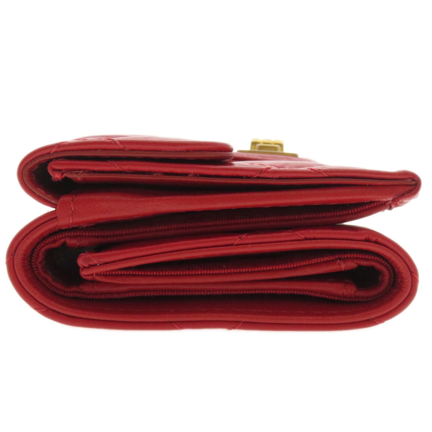 Chanel Red Color Leather Wallet (Bi-Fold) ()