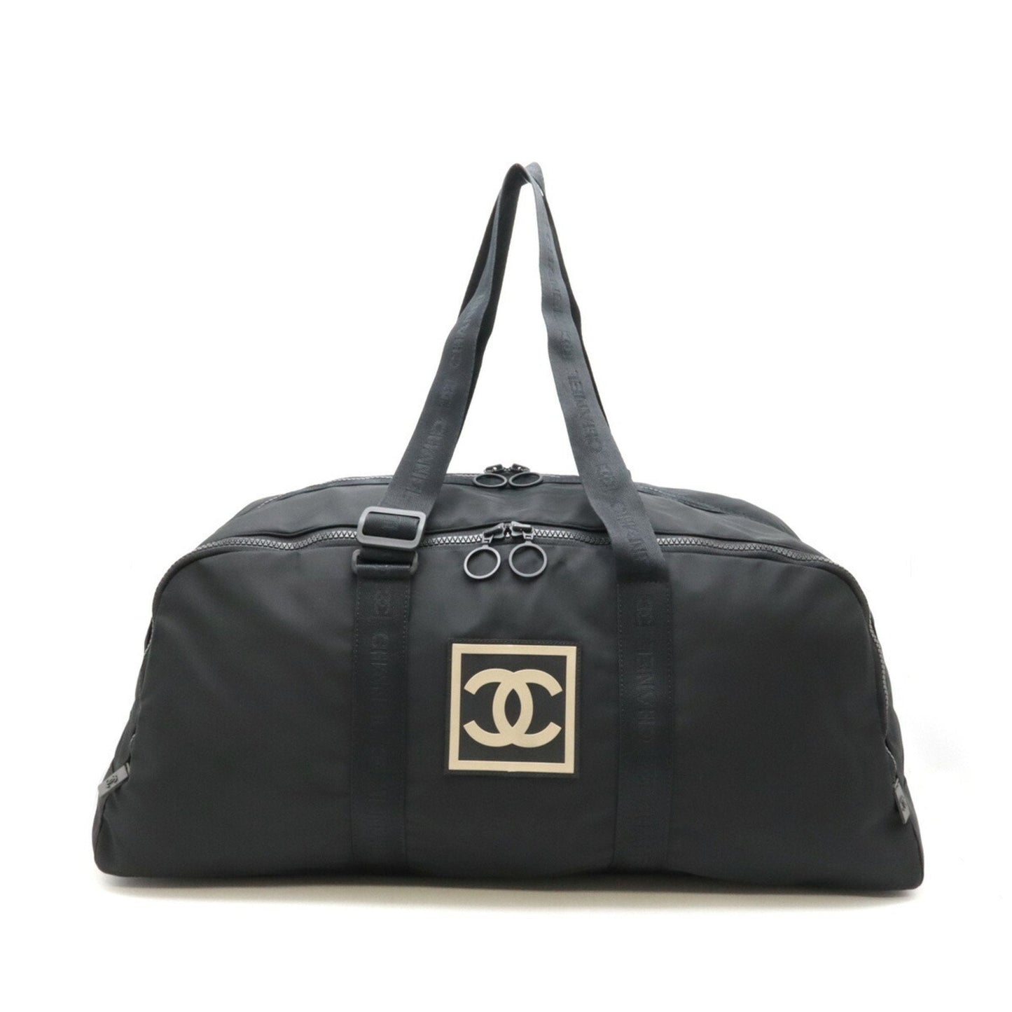 Chanel Beige Black Nylon Boston Bag Shoulder Bag ()