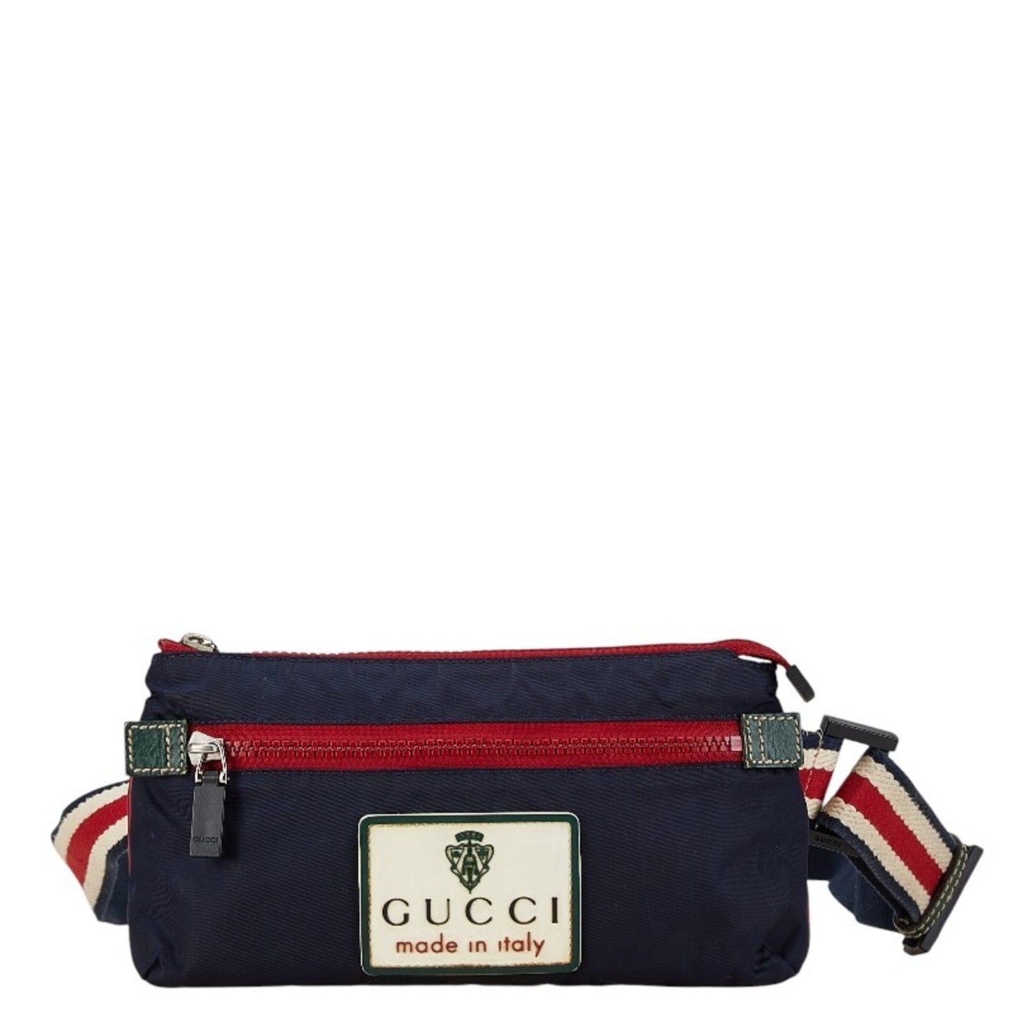 Gucci Green Navy Red Color Nylon Rubber Fanny Pack ()