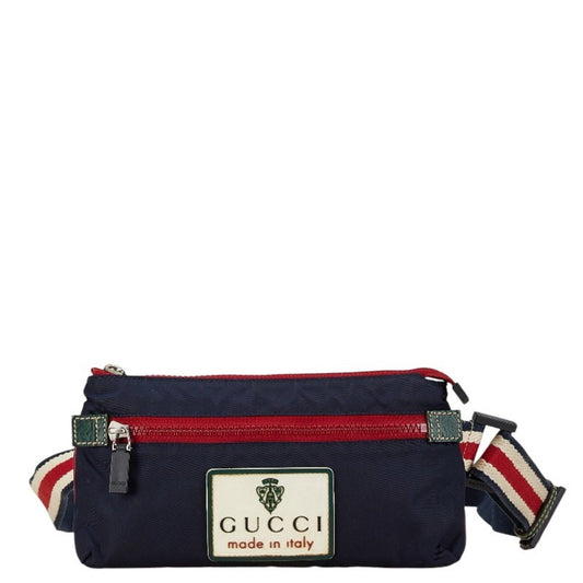 Gucci Green Navy Red Color Nylon Rubber Fanny Pack ()