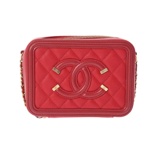 Chanel Caviar Skin Red Color Caviar Leather Shoulder Bag ()
