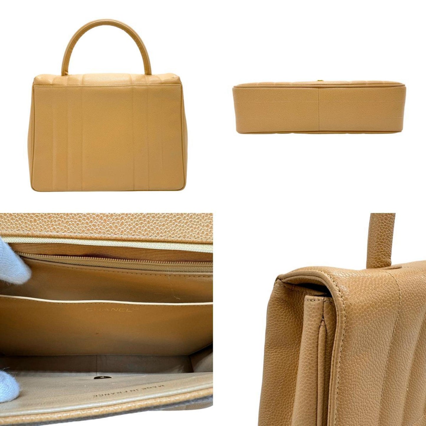 Chanel Beige Caviar Leather Handbag ()